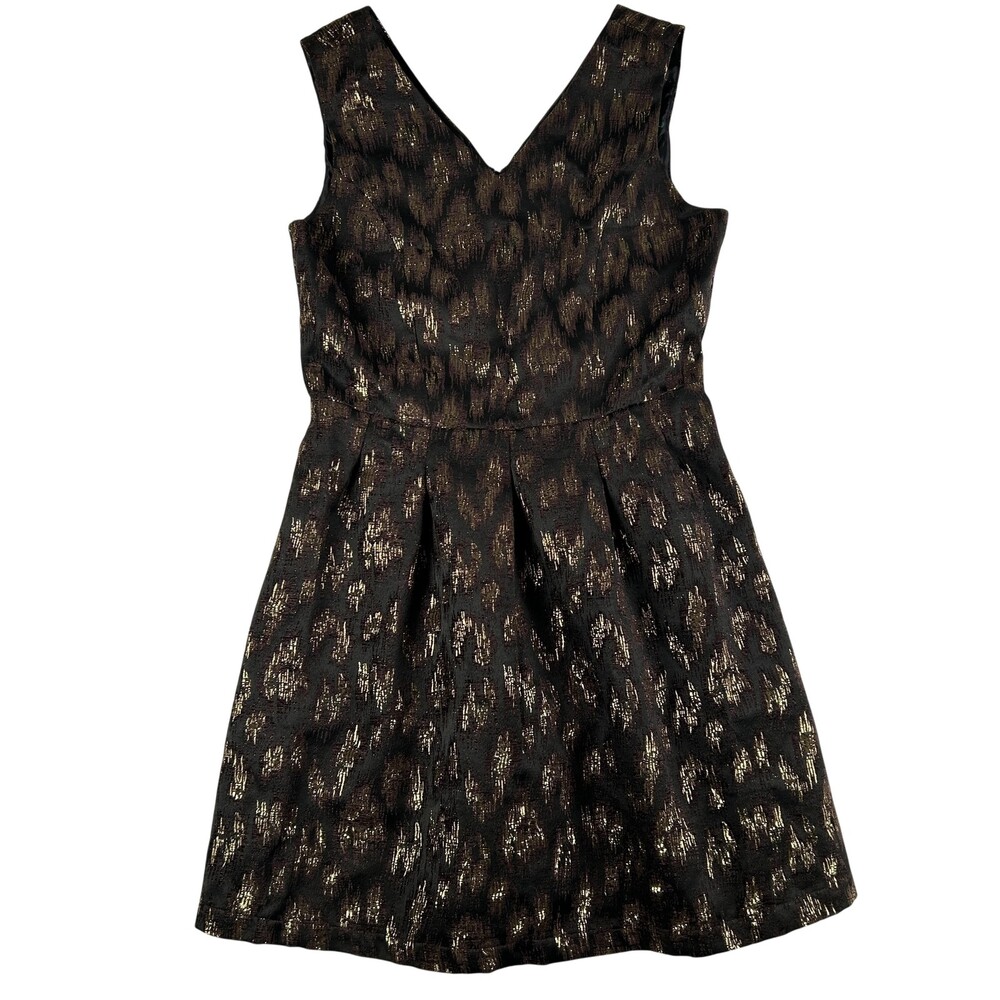 Versona Dress Womens 12 Black Animal Print Jacquard Fit Flare Party Cocktail